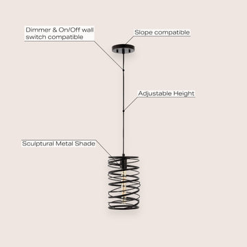 Helisa 7.25" Modern Contemporary Iron Spiral LED Pendant - JONATHAN Y